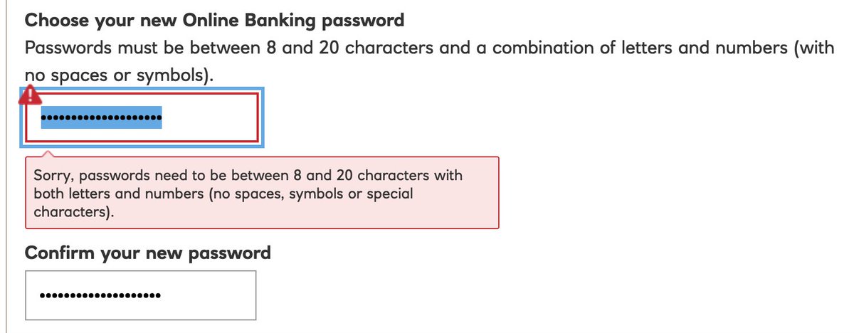 MattFellows's tweet photo. IT'S 2022. WHY IS THERE AN UPPER LIMIT ON MY PASSWORD FOR INTERNET BANKING! 
@NatWest_Help 
Seriously...  The password should be hashed, so original length should be irrelevant, having a minmum makes sense, having a maximum length of 20 chars, makes no sense! https://t.co/k940NpvGqf