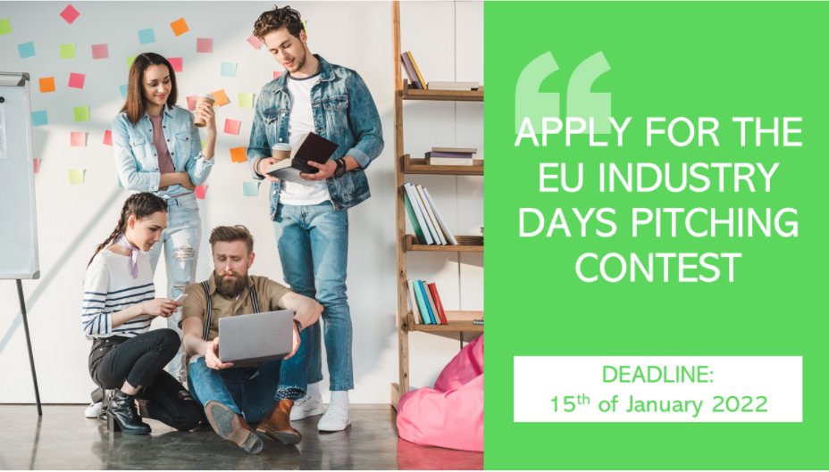 📢 Are you a young #entrepreneur with a new idea that will make Europe #green🌱 , #digital 💻and #resilient 💪?

Pitch your business idea 💡at the #EUIndustryDays 2022 and you can win great prizes 🏆! 

🗓️Learn more and apply before 15 January: 

➡️bit.ly/3dVPIx8