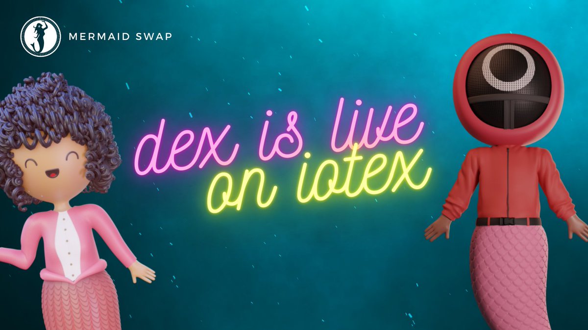We are really excited to announce that our #IOTEX DEX is now LIVE! Head over to iotexdex.mermaidswap.com to Swap instantly. We'd like to thank <a href="/iotex_io/">IoTeX</a> for their support.

#dex #degen #DeFi #YieldFarming #DEGENAPE