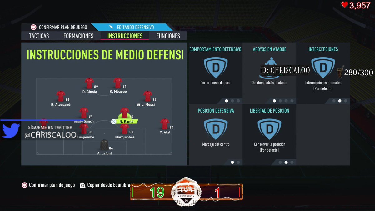 📋INSTRUCCIONES MCD‼️DER  

QUEDARSE ATRAS 
MARCAJE CENTRO 
CORTAR LÍNEAS DE PASE 

🔝JUGADOR FUERTE 💯  
 
⚖️ EL EQUILIBRIO del@equipo 

- No importa la altura, pero si la reacción. Mejor que sea rápido y que bregue bien.

🔝Siempre Kante o Fofana como 1 ra opción

👇🏼👇🏼👇🏼