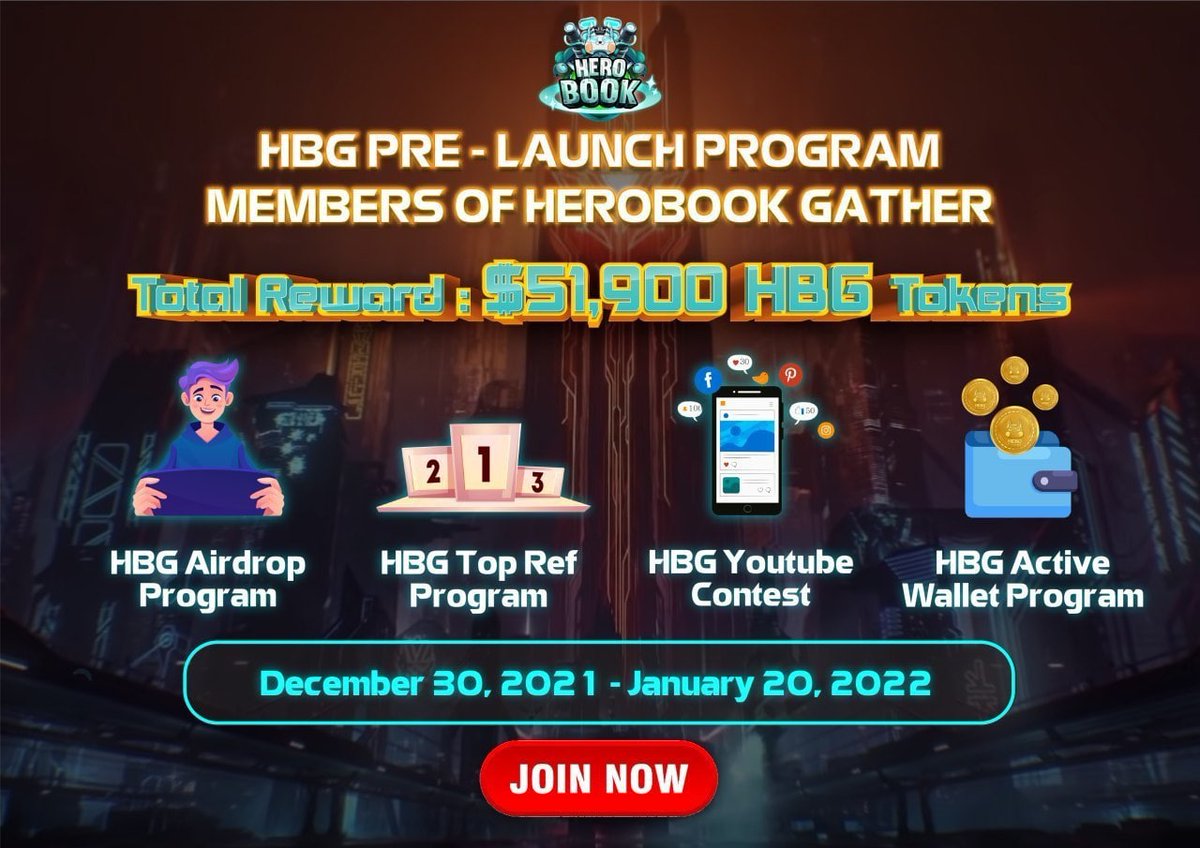 🚀 #Airdrop: HeroBook
💰 Value: $6 worth of $HBG
👥 Referral: $20 worth of $HBG.
🗞 News: Theblockcrypto , Blocktechnews, Kryptocal, Coindesk Asia, I-conews, Icoinsider
📅 Airdrop end date: 20th January, 2022

Talk to the Telegram Bot
t.me/HerobookAirdro…

#Airdrops #Crypto
