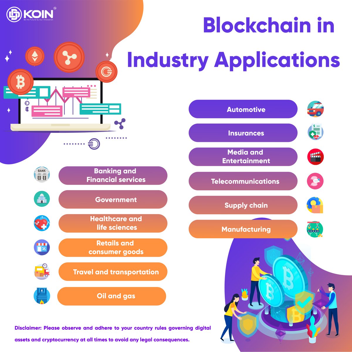 DDKoin_Official's tweet photo. Many industries are starting to apply blockchain technology to improve their business and operational performance. Blockchain can help businesses to trace all transactions and processes in a decentralized way. Hence, let’s see which industry can adopt this blockchain technology. https://t.co/m0kpGLg0Jr