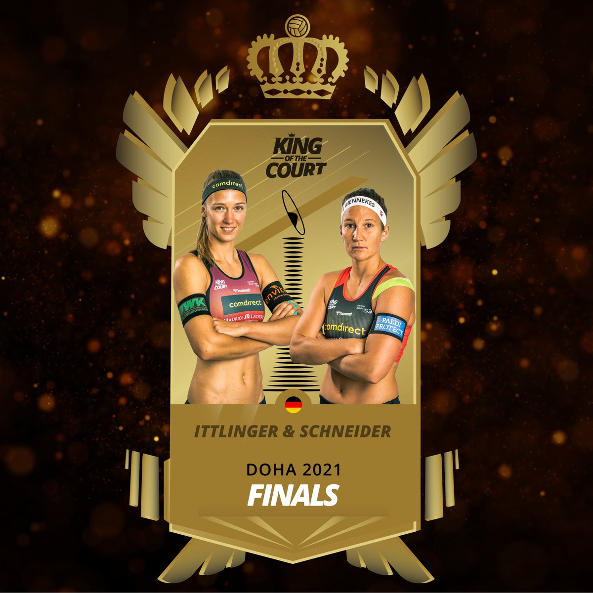 DVV_Volleyball's tweet photo. Die Finals stehen an! Wer wird King &amp; Queen der Serie? Drei 🇩🇪 Teams spielen ab morgen in Doha um die Krone!  👑🏐 
Alle Infos: https://t.co/36A9QpcMvF #kingofthecourt #beachvolleyball @KOTCbeach https://t.co/lBCRf9IjpF