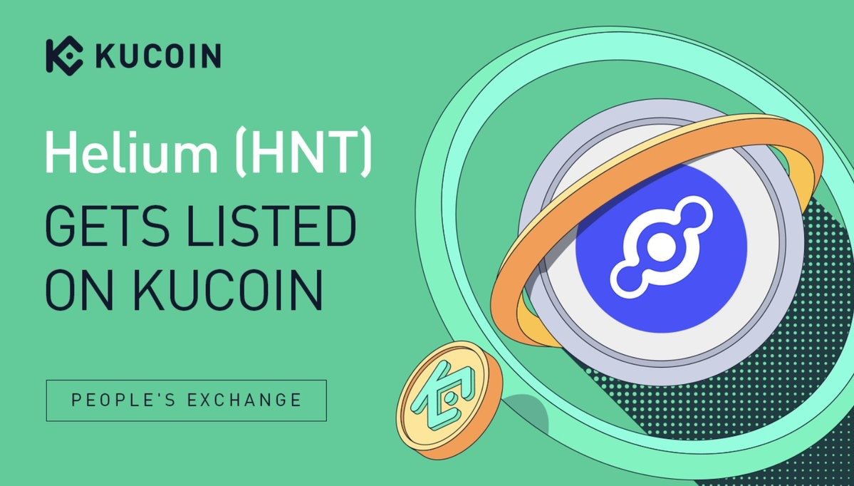 kucoincom's tweet photo. 📢 New Listing

$HNT @helium gets listed on #KuCoin!

🔹Pairs: HNT/USDT, HNT/BTC
🔹Deposit: now open (supported network: mainnet)
🔹Trading: 9:00 am on January 5, 2022 (UTC)
🔹Withdrawal: 10:00 am on January 6, 2022 (UTC)

Details: https://t.co/QNzZp9vdDy

#web3 #IoT https://t.co/wL7J6Gz76L