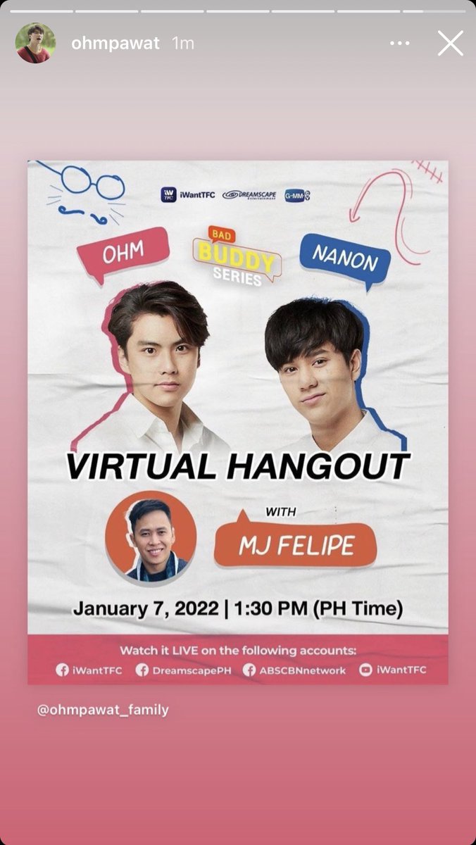 Ohmpawat_Family's tweet photo. IG story update 04.01.22
หนุ่มมาโปรโมทตารางงานตัวเองจ้า
อย่าลืมมารอเจอพี่โอมน้า 🥰

#ohmpawat #ยิ้ม5พันของโอมภวัต https://t.co/Ji8uOuPwKJ