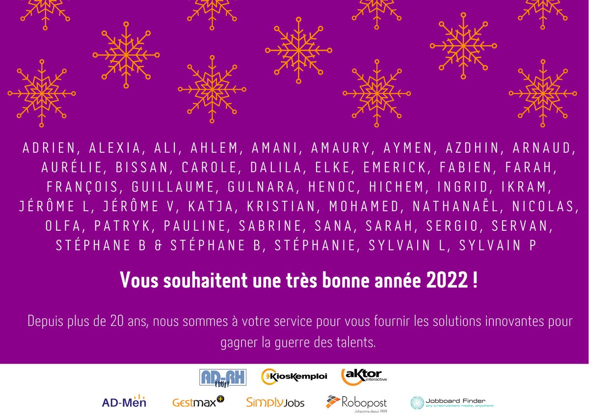 Toutes nos équipes vous souhaitent une très bonne année 2022 !
#recrutement #innovations #logiciel #talents