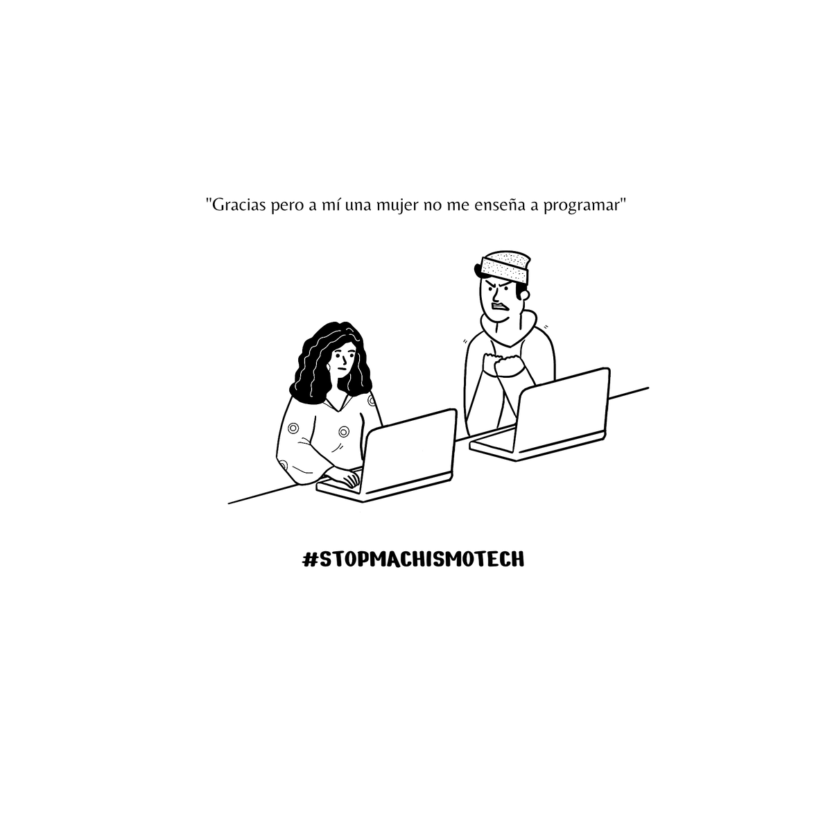 LaCompiladora's tweet photo. 👉🏽 Hemos hecho una recopilación ilustrada del hashtag de @miriamgonp #StopMachismoTech para seguir visibilizando la situación de las mujeres en el sector #tech
💜 Juntos/as podemos generar entornos sanos en los que este tipo de prácticas no existan.
🎢 #lacompiladora https://t.co/MN0wHeDo7h
