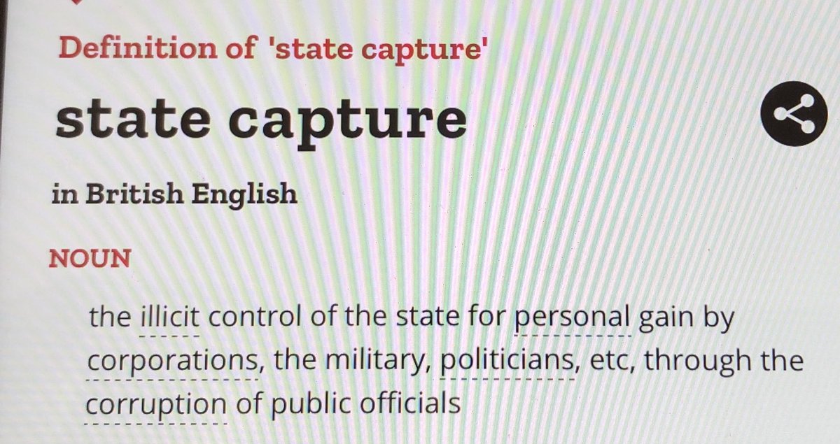 ThumaFoundation's tweet photo. State capture is a unique pernicious form of corruption whose essence is to pervert democracy through the hijacking of the state or parts of it and repurposing policies and processes for private interests and gain #StateCaptureReport #DemocracyHijack https://t.co/e3up0x1iar