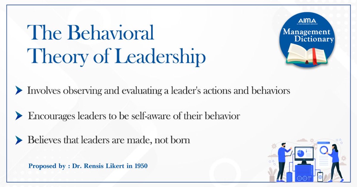 aimaindia's tweet photo. Here is another important leadership theory for you to add to your management and leadership dictionary – Behavioral Theory. #managementwords #tuesdaytrivia #triviarevolution #tuesdaymood #triviaknowledge #tuesdaytheory #leader #leadership #behavioraltheory #believe #tuesdayvibes https://t.co/hhABTeBST1