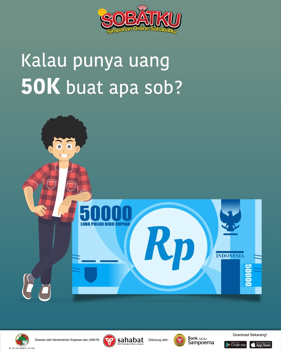 sobatkuid's tweet photo. Kalau punya uang Rp 50,000 mau buat apa nih, sobat? 
Beli kopi susu gula aren atau bobba-bobba manjalita?

#sobatku #semuabisanabung #nabunggampang #tabunganonline https://t.co/4GoJ997Ee5