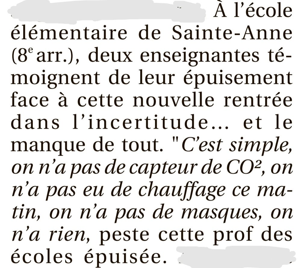 HtdeMazargues's tweet photo. #école le @PrintempsMRS @marseille ne pense pas à mettre le chauffage, à donner un capteur de #CO2 et quelques #masques pour la #RentreeDu3janvier in @laprovence ce matin. https://t.co/YsRb2cfPVm