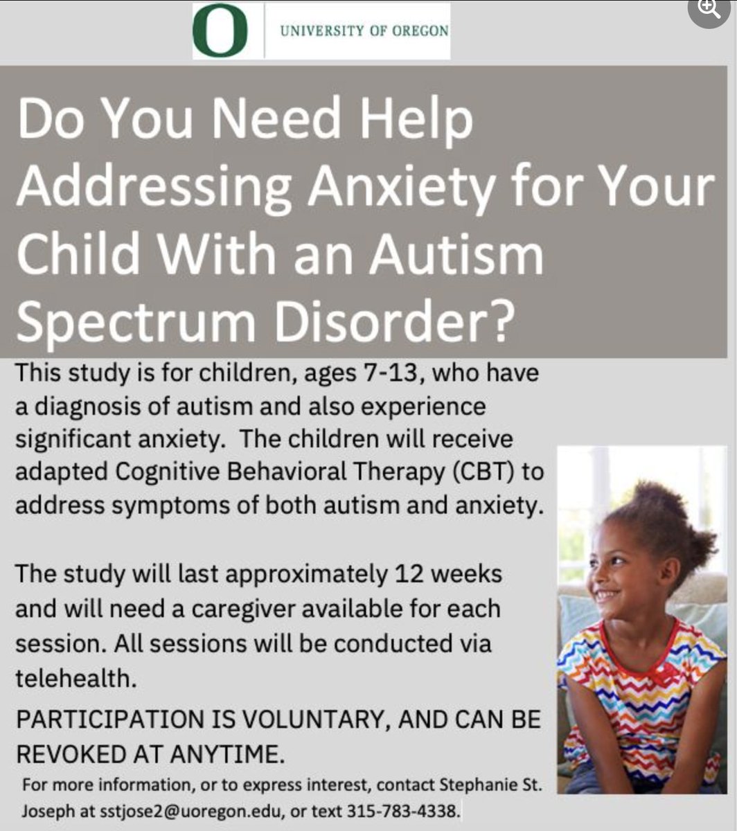 drmachalicek's tweet photo. 🚨Recruiting intervention study alert! Adapted Coping Cat intervention to address anxiety for children with autism. Contact @StephanieStJos1 for more info.
#autism #behavioralhealth #singlecase https://t.co/neTQiEBzgI