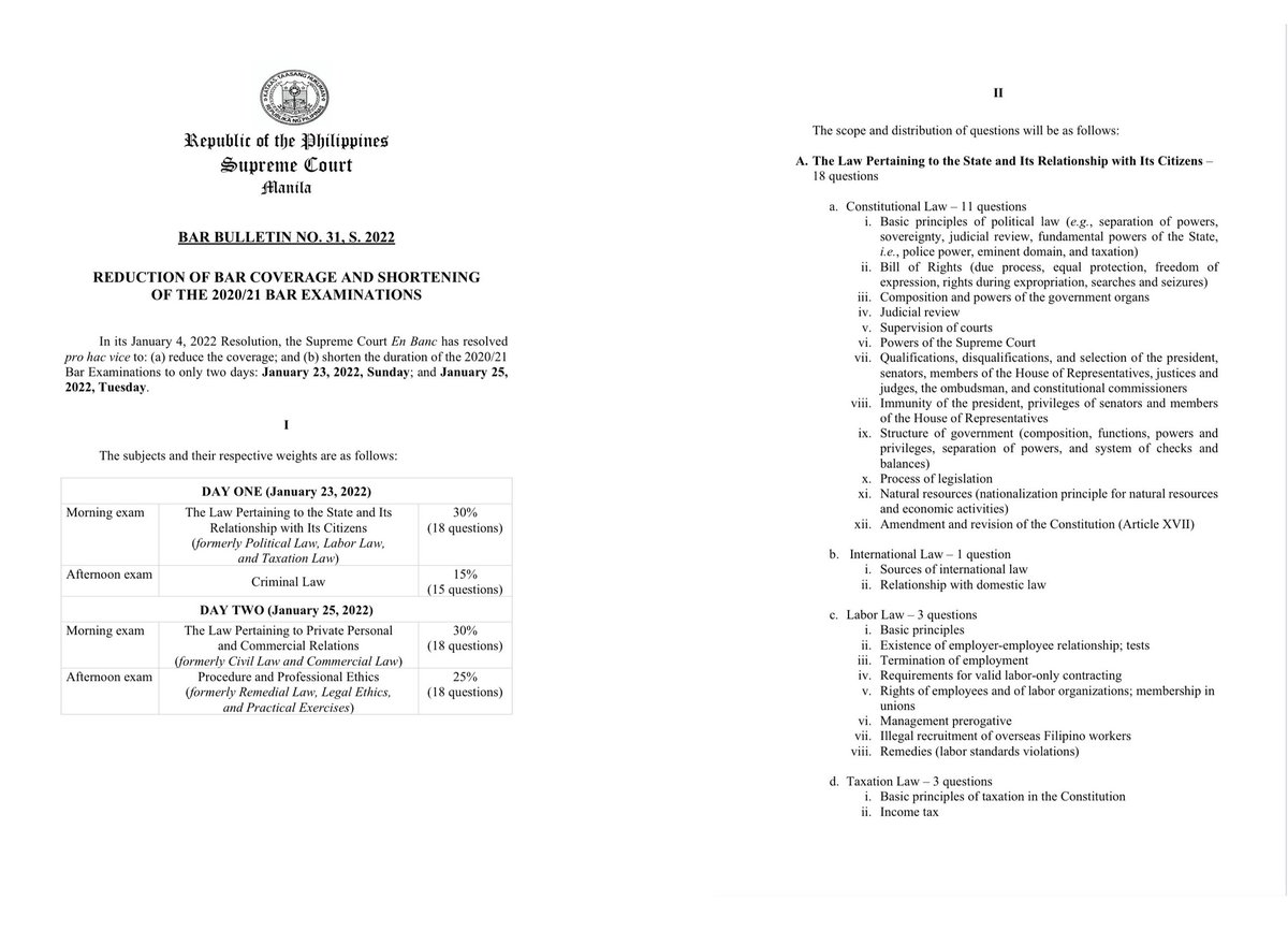 SCPh_PIO's tweet photo. #Bar2020_21 UPDATE: Read the latest version of Bar Bulletin No. 31, S. 2022 – REDUCTION OF BAR COVERAGE AND SHORTENING OF THE 2020/21 BAR EXAMINATIONS #BestBarEver2020_21 https://t.co/mOENJJssBw