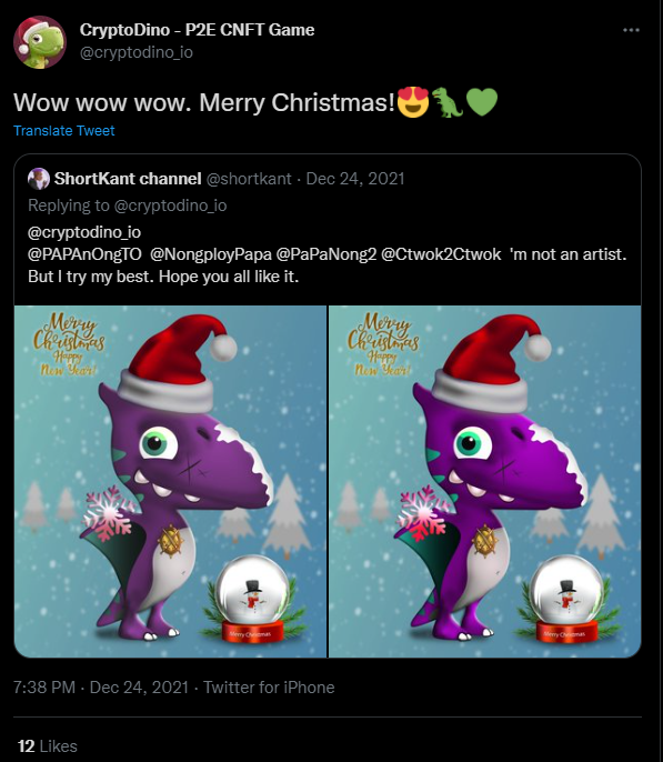 MasterAeschylus's tweet photo. Thank you @shortkant for your #DinoMas entry for @cryptodino_io here is a prize for being my choice. Welcome to the herd #CNFT #CNFTGiveaways #Cardano https://t.co/cHg8jRVTov