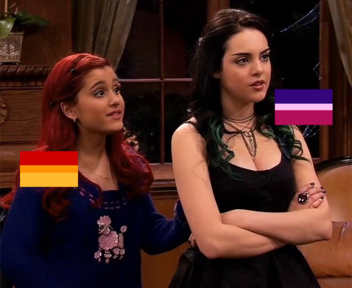 the bi4bi sun and moon pairing of the day is jade and cat from victorious!