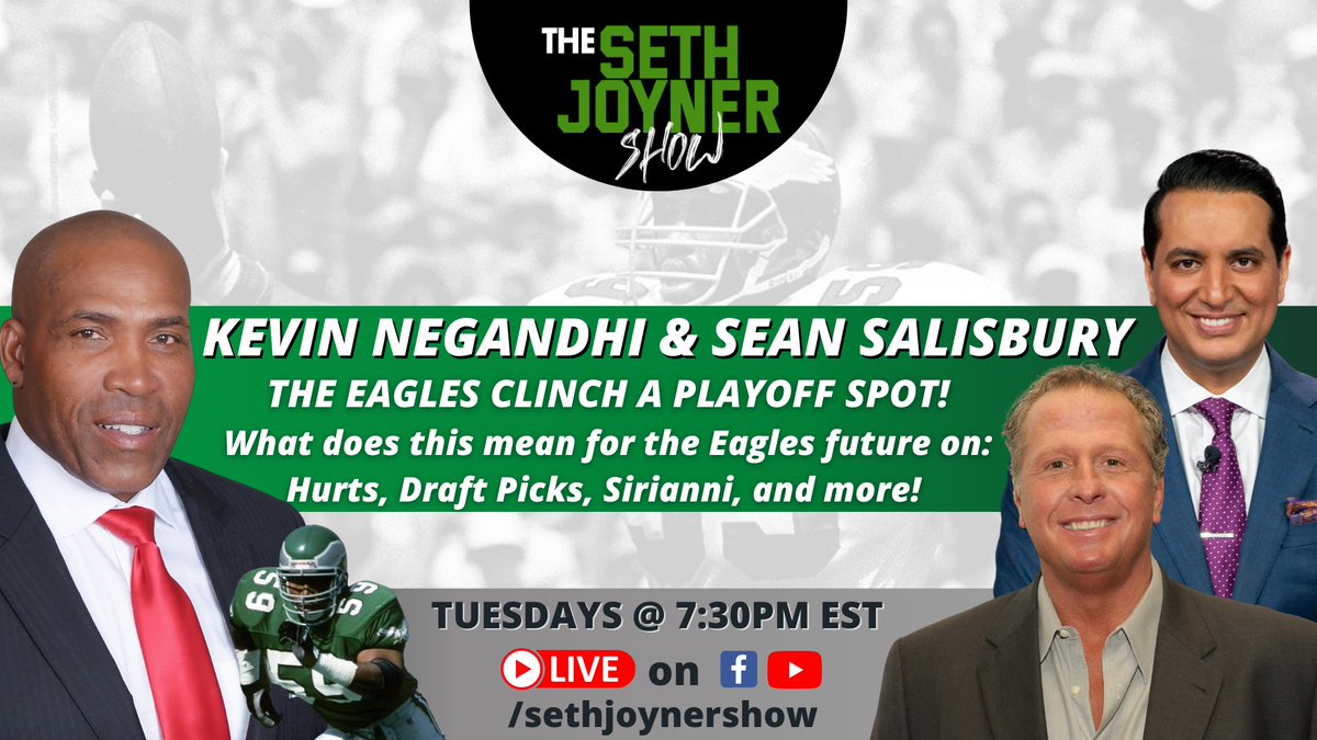 sethjoyner's tweet photo. Coming in 🔥🔥 The @Eagles lock up the 7th seed after a slow start vs the #WFT!! @KevinNegandhi @SeanUnfiltered join me to breakdown the #Birds turn around and playoff berth! Tune in 7:30 PM #LIVE ‼️#GIVEAWAYTUESDAY‼️
https://t.co/K02aVlN231
https://t.co/CJRBRoiO4v
@sethjoyner https://t.co/8u8iMD4RBa