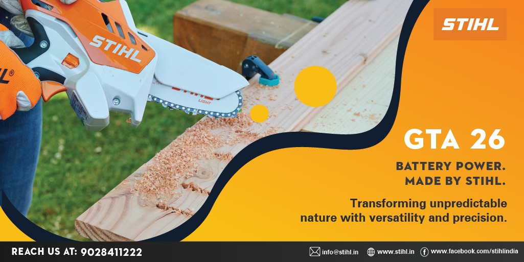 stihl_india's tweet image. #STIHL #GTA26 is a lightweight, compact #pruningtool suitable for pruning shrubs and trees. This cordless, battery-powered machine can transform small gardens, vineyards and apple farms with precision. 

For more details visit stihl.in | info@stihl.in