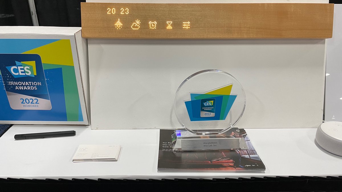 mui_labo's tweet photo. mui Lab to Debut Natural Material Smart-Home Hub’s ‘Calm’ Visual Interface that Works with Alexa at CES Unveiled & #CES2022
#muiplatform #matter #calmui #calmtechnology #csa #csaiot https://t.co/kJN06sQJUg