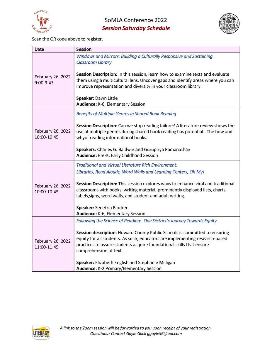somlareads's tweet photo. We are thrilled to present our Saturday Sessions Program in advance of Conference 2022! You can attend one or all of them; registration to Saturday Sessions is free to SoMLA Members. Not a member? Run, don't walk to https://t.co/9S0Zhl0Y5P #SoMLA2022 https://t.co/WiV2JlWSoe