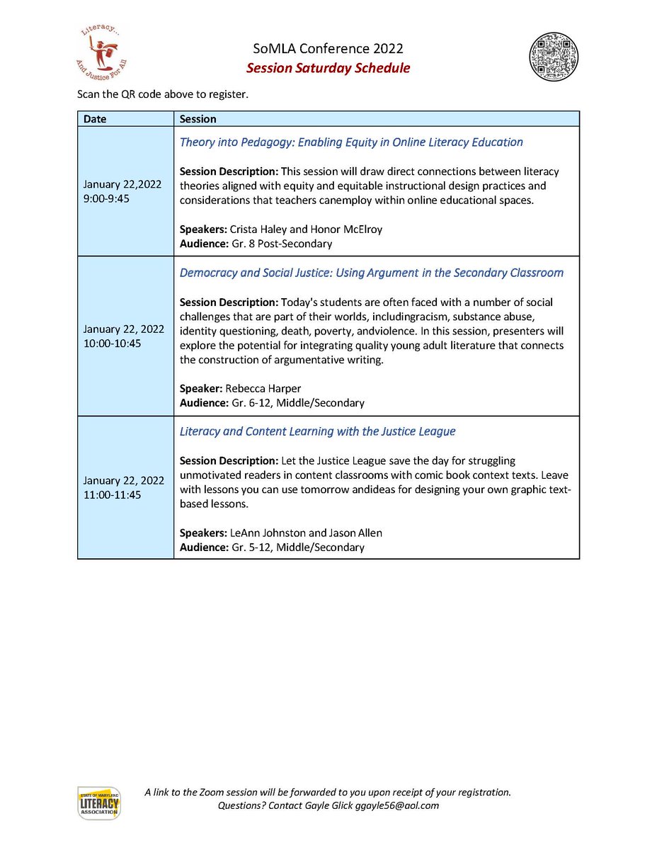 somlareads's tweet photo. We are thrilled to present our Saturday Sessions Program in advance of Conference 2022! You can attend one or all of them; registration to Saturday Sessions is free to SoMLA Members. Not a member? Run, don't walk to https://t.co/9S0Zhl0Y5P #SoMLA2022 https://t.co/WiV2JlWSoe