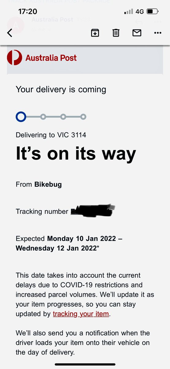 mverbree's tweet photo. One of the very few things that are *a lot* better in the UK compared with Oz: parcel delivery. This particular one comes from 28km away and takes over a week 🤔 https://t.co/UvGImK4yGZ