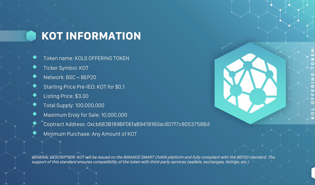 KolsToken's tweet photo. KOT INFORMATION https://t.co/I18kvWt9lA