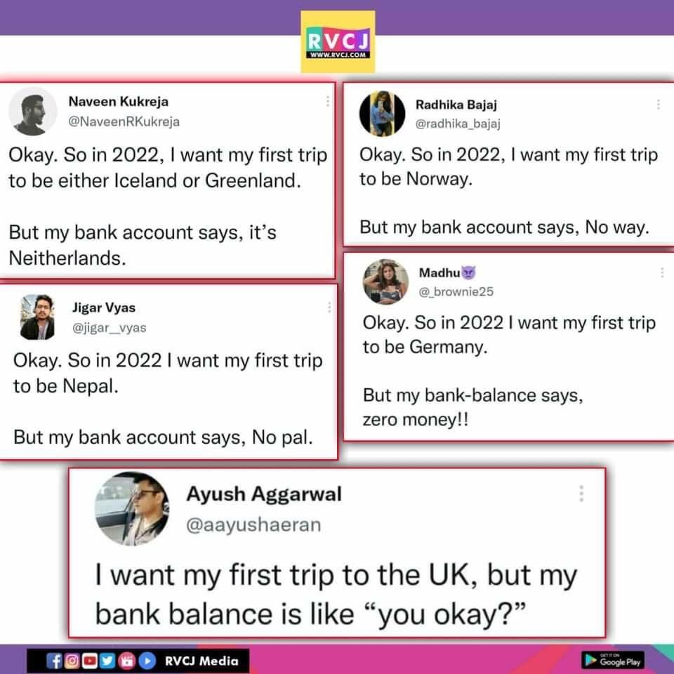 AvhadVaibhav's tweet photo. Okay, So in 2022, I want my trip to be USA.. 
But my bank account says “What did you Say.??” 😱

 #firstTrip #2022 #NewYear #Meme #NewYearMeme #Resolutionmeme  @RVCJ_FB https://t.co/hYYWQtlnnb