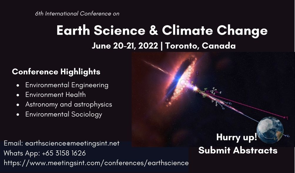 MeetingsInt's tweet photo. Confirm your presence as #RenownedSpeaker at 6th International Conference on #EarthScience &amp; #ClimateChange scheduled in Toronto #Canada 
URL: https://t.co/7FxtAJoUJc
E: earthscience@meetingsint.net
#meetingsint #earthscienceconference #astronomy #geosciences  @congress_earth https://t.co/d5YLByJOM5
