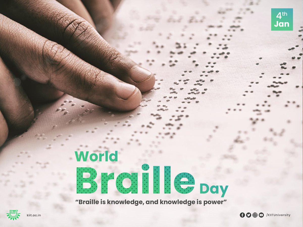 KIITUniversity's tweet photo. #WorldBrailleDay is dedicated to creating awareness of the significance of #braille as a means of communication for visually impaired people. 

Because everybody has the right to see &amp; learn!! https://t.co/QHrKgSRBuJ