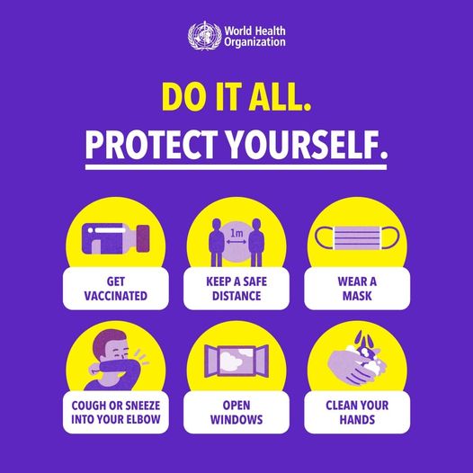 goa_voice's tweet photo. To protect yourself from COVID-19:
💉 Get vaccinated once it’s your turn
↔️ Keep a safe distance &amp; avoid crowds
😷 Wear a mask
💪 Cough/sneeze into your elbow
🪟 Open windows
👐 Clean your hands

#MaskUpGoa #Goa #COVID19 @WHO @visrane https://t.co/J6Ye9amvcr