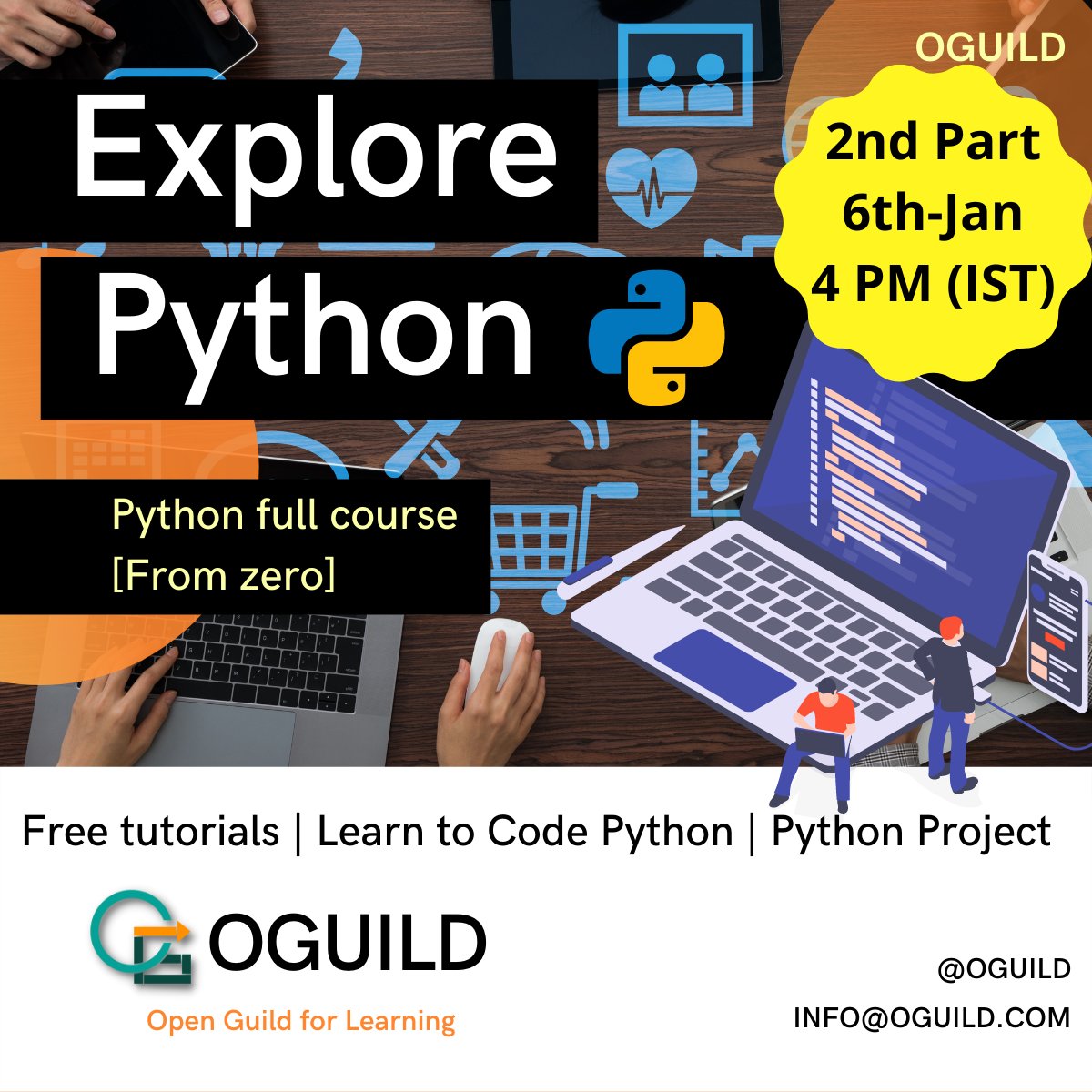 oGuild4u's tweet photo. On continuation of our Python series, this week learn about the installation, Basic character set, Tokens, Comments &amp; Indentation in Python. So don't forget, every Thursday at 4 PM(IST).  For this Thursday event visit 
https://t.co/4dqFRJhIHQ https://t.co/BnGk801zwn