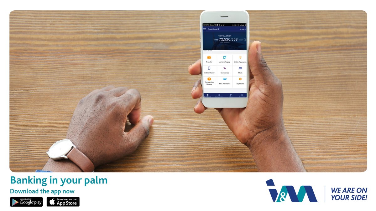 Bank easily with our banking app. Download the I&amp;M RW retail app from your app store and transact from anywhere. #GoDigitalWithIMBank