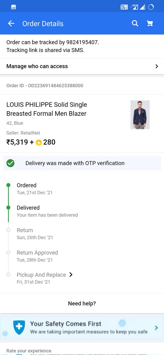 sinha_shivan's tweet photo. @flipkartsupport Sincere request to kindly provide with refund instead of any more dates and deadlines! Enough of waiting and followups done from my end. @Flipkart has fraudulently sent me a duplicate third grade blazer instead of originally ordered LP blazer. https://t.co/qsXMbdwwHv