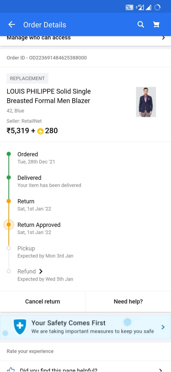 sinha_shivan's tweet photo. @flipkartsupport Sincere request to kindly provide with refund instead of any more dates and deadlines! Enough of waiting and followups done from my end. @Flipkart has fraudulently sent me a duplicate third grade blazer instead of originally ordered LP blazer. https://t.co/qsXMbdwwHv
