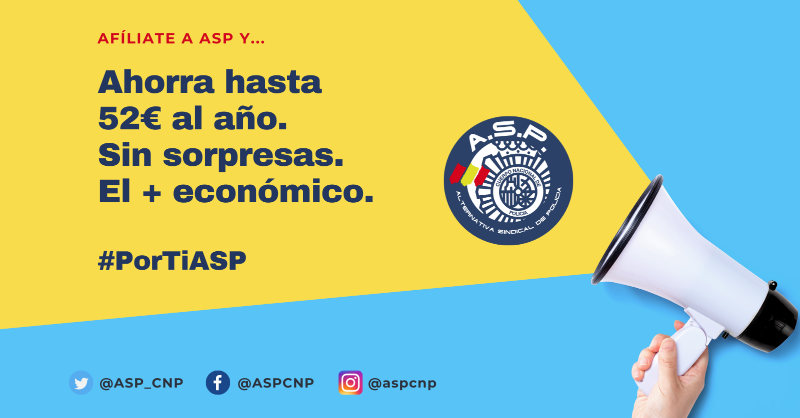 PoliciaASP's tweet photo. 📢 Afíliate a @ASP_CNP y ...
🧮 Ahorra hasta 52€ al año (208€ cada 4 años)
👉🏻 Sin sorpresas, ni gastos superfluos
💰 El #sindicato ➕ económico: 5️⃣ €/mes
🛡 ASP tu mejor aliado:
✅ Asesoría y Cobertura Jurídica
✅ Reclamaciones
🗣 Somos la alternativa!
#PorTiASP