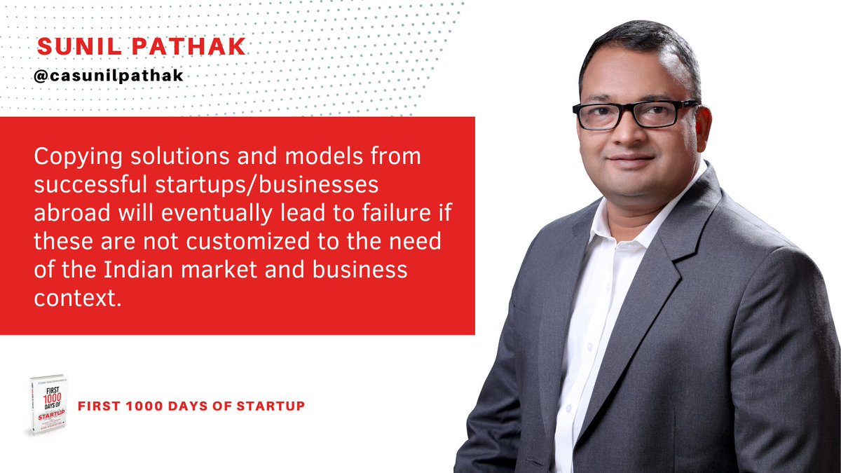 casunilpathak's tweet photo. Copying solutions and models from successful startups/businesses abroad will eventually lead to failure if these are not customized to the need of the Indian market and business context.

#startupindia #startupbusiness https://t.co/9OxPo3U15A