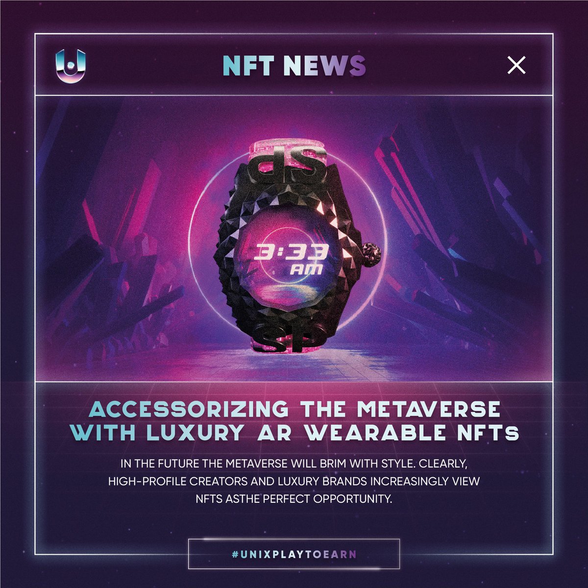 unixcorpgg's tweet photo. As the arise of #NFTs continues, the top-notch luxury brand ventures are starting to drive their way into the #Metaverse by creating digital garments and accessories closer to its owner and reality.

#UniX #UniXGaming #NFTnews #blockchain #Digitalassets 

https://t.co/yEgWMlkJjd https://t.co/ONGhF5BP7W