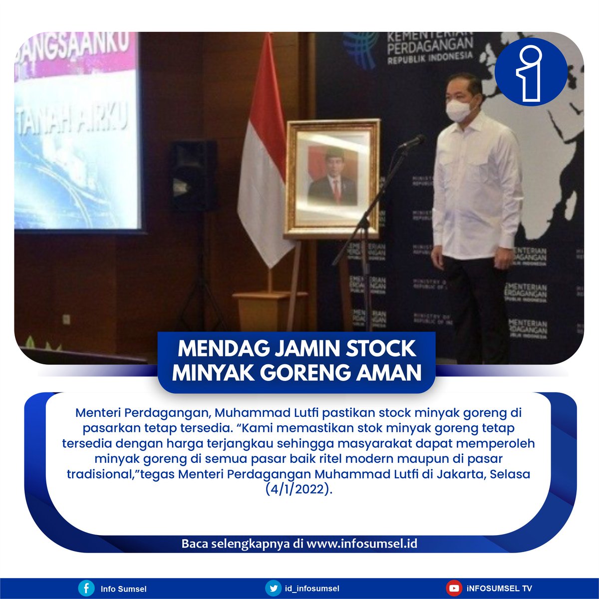id_infosumsel's tweet photo. Menteri Perdagangan, Muhammad Lutfi pastikan stock minyak goreng di pasarkan tetap tersedia......
baca disini https://t.co/Hn9zCpmdLF
---------------------------------
#infosumsel #menteriperdagangan #muhammadlutfi #minyakgoreng #IndonesiaDamaiTanpaPDIP https://t.co/pTvllGUCL3