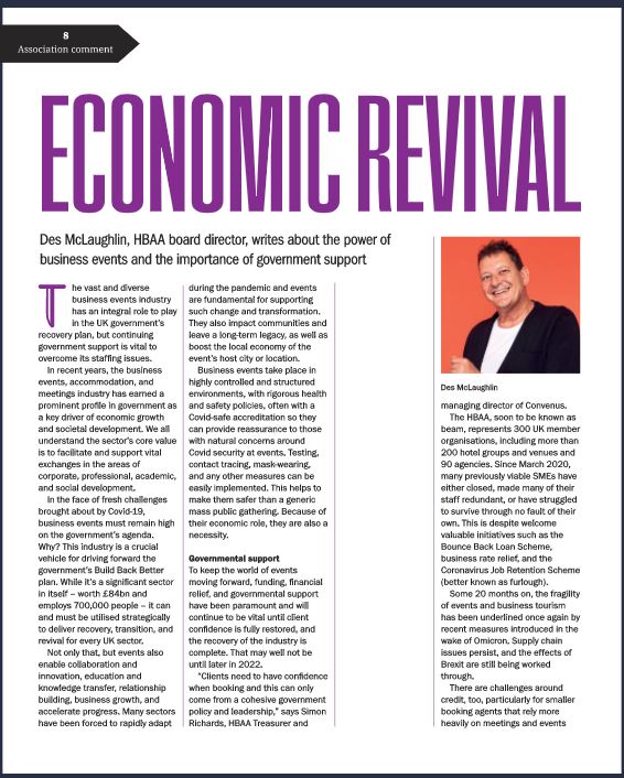 WearebeamUK's tweet image. "Business events are crucial for economic revival" 
Read Des McLaughlin's @conference_news article here: lnkd.in/eGfhMmuX #eventprofs #eventprofsUK #events #businessevents #getbritainmeeting @JulesHTS @HTS_UK @GaynorEngland @bcdme @JurysInnsHotels @SarovaHotels @convenus