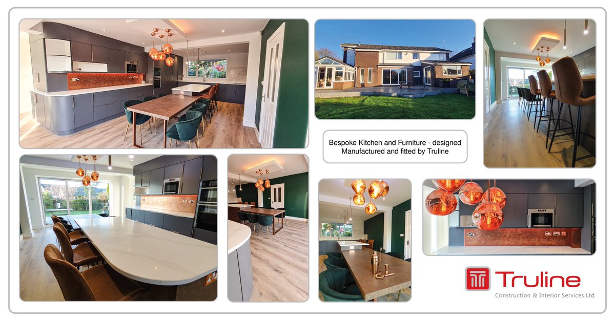 TrulineCIS's tweet photo. Pics of a kitchen refurb &amp; extension project completed prior to Christmas. A bespoke project, designed by our creative team. The kitchen was manufactured in our workshop by our talented carpentry team. 
#bespokefurniture #bespokejoinery #bespokekitchen #designandbuild #Interiors https://t.co/y1jLdiGVnf