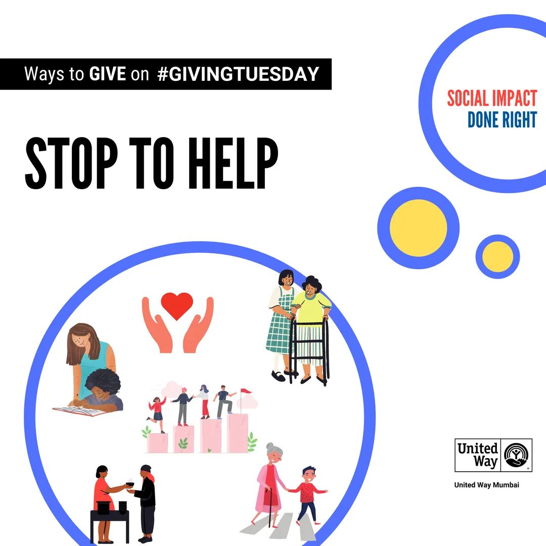 UWMumbai's tweet photo. It doesn’t matter if it’s a maths problem your friend can't solve, giving directions to someone on the road, or feeding someone who is hungry - there are always things you can help with! Stop to help others because we all need each other as a community
#GivingTuesday #StopToHelp https://t.co/ujOrJiaaYd