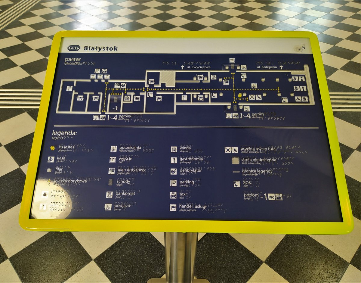 PKP_SA's tweet photo. 🗓 Dziś przypada Światowy Dzień Braille'a. Na #dworcach #𝗣𝗞𝗣 S.A. znajdują się oznaczenia i tablice dotykowe z planami #dworców oraz ścieżek. 🚉 Ułatwiają one przemieszczanie się osobom niewidomym i niedowidzącym. #𝗭𝗺𝗶𝗲𝗻𝗶𝗮𝗺𝘆𝗗𝘄𝗼𝗿𝗰𝗲 #𝗙𝘂𝗻𝗱𝘂𝘀𝘇𝗲𝗨𝗘 https://t.co/f4wU6R6jDf