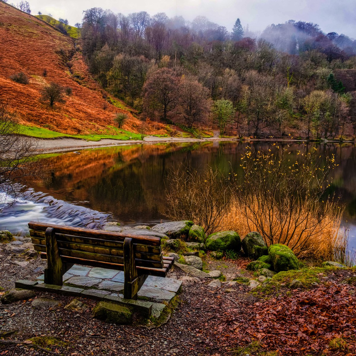 lakesrhino's tweet image. Morning everyone hope you are well. After 2 weeks of grey wet weather in the Lakes as I'm back to school today the sun is due out! A seat with a view from Grasmere. Hopefully a sunnier picture tomorrow. Have a great day. @keswickbootco @FeatureCumbria @MyFaveBench #LakeDistrict