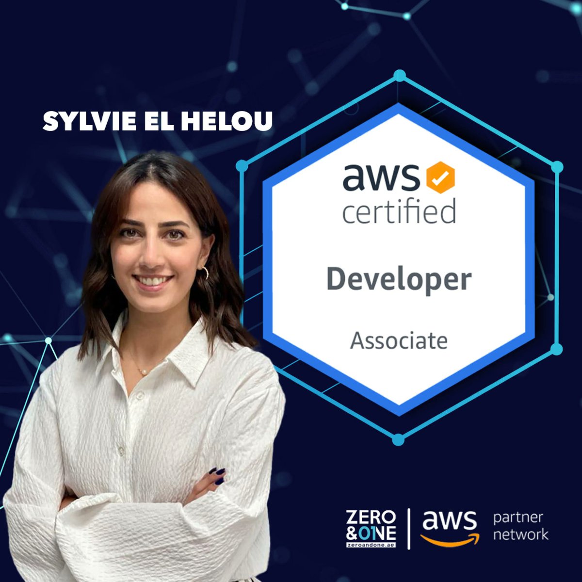 zeroandoneme's tweet image. We'd like to congratulate Sylvie El Helou on becoming an AWS certified Developer! The Zero&One family is proud of her and we're all looking forward to more achievements.
#aws #apn #associatedeveloper #awsdeveloper #awscertified @AWS_Partners