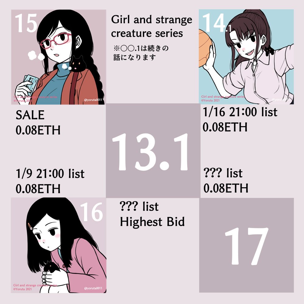 My NFT collection.
Girl and strange creature
https://t.co/STNeSW2Loj
Snap Girl Collection
https://t.co/qW0UrfwJ6c
Unruled Paper Collection
https://t.co/FrkkqiCWCN
Foundation
https://t.co/B3Y5bWjtIh
noteの作品紹介
https://t.co/WiBP4aSou3
collectionや販売中作品については↓