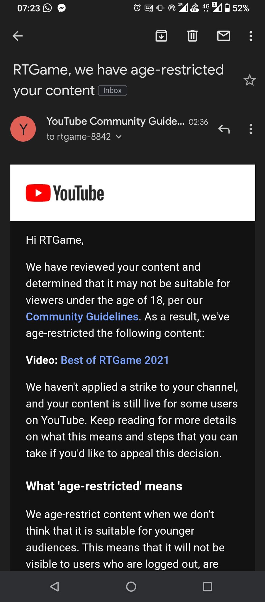 RTGame Bluesky at rtgame on X My Best of RTGame 2021 video is age restricted for no reason whatsoever. It was confirmed by manual review again. This is absolutely broken and