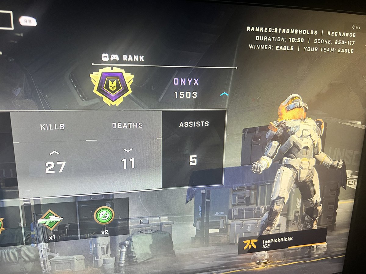 IcePickRick1's tweet photo. Just hit Onyx in Solo/Duo as well let’s go! 
#doubleonyx

@tifosigaming
@ultmind
@Multiplicity_GM
#Frameyourgame
#EGC
#EGCEMPIRE
@EGCReplays
#halo
#haloinfinite https://t.co/nsFsygwzOk