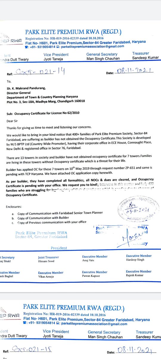 PEPRWA1's tweet photo. Sir @kMakrandIAS 
Request you to take action on OC application pending with your office since 2.5 years. 350 families are not able to get registry done of their flats despite paying full amount and EDC.
Pls help us Sir.
We met you two times in your office on this. https://t.co/D0E0eFAuWT