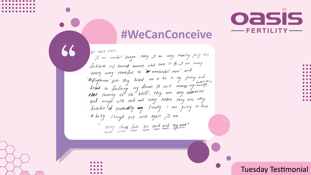 oasisivf's tweet photo. Each couple has a different parenthood journey. Let us listen to the wonderful experience of one such couple who became happy parents with the assistance of Oasis Fertility.
#oasisfertility #OASISINDIA #ivfsuccessstory #IVF #ivfjourney #WeCanConceive #tuesdaytestimonial https://t.co/rJTyHK6hfh