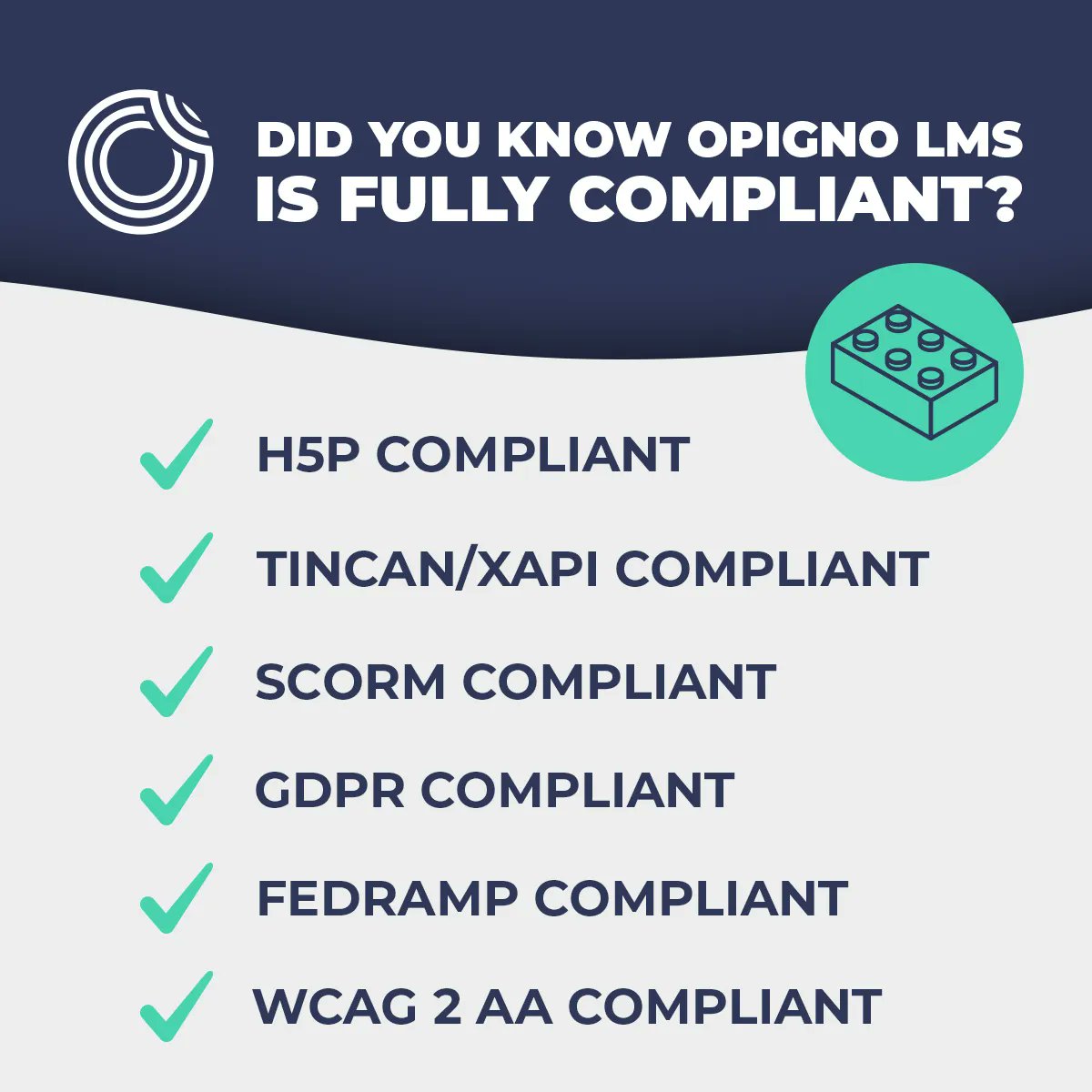 Opigno's tweet image. Did you know #Opigno #LMS is fully #compliant with other #technologies? #learningmanagementsystems #elearning #employeetraining